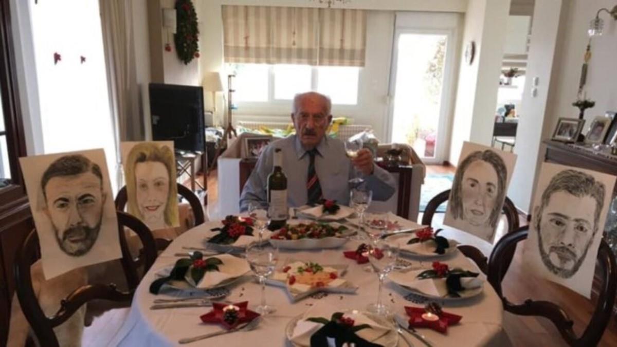 Πατέρας ζωγράφισε τα παιδιά του για να είναι όλοι μαζί στο τραπέζι των Χριστουγέννων