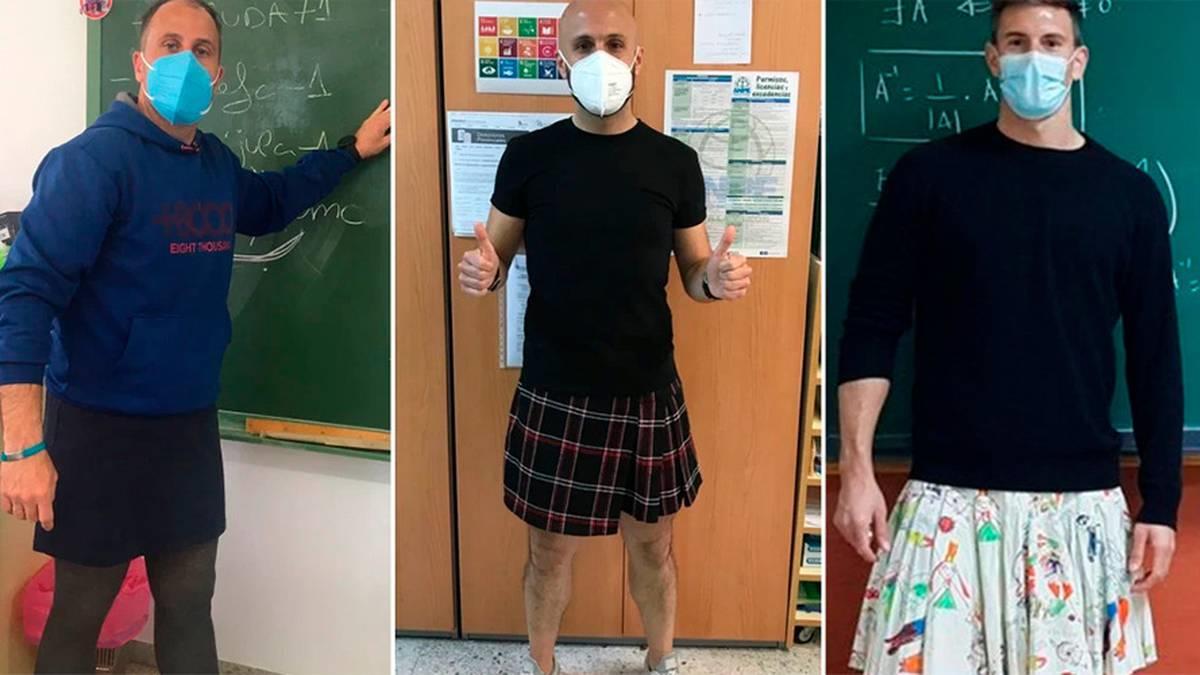 Καθηγητές έκαναν μάθημα με φούστα υποστηρίζοντας μαθητή που αποβλήθηκε λόγω εμφάνισης