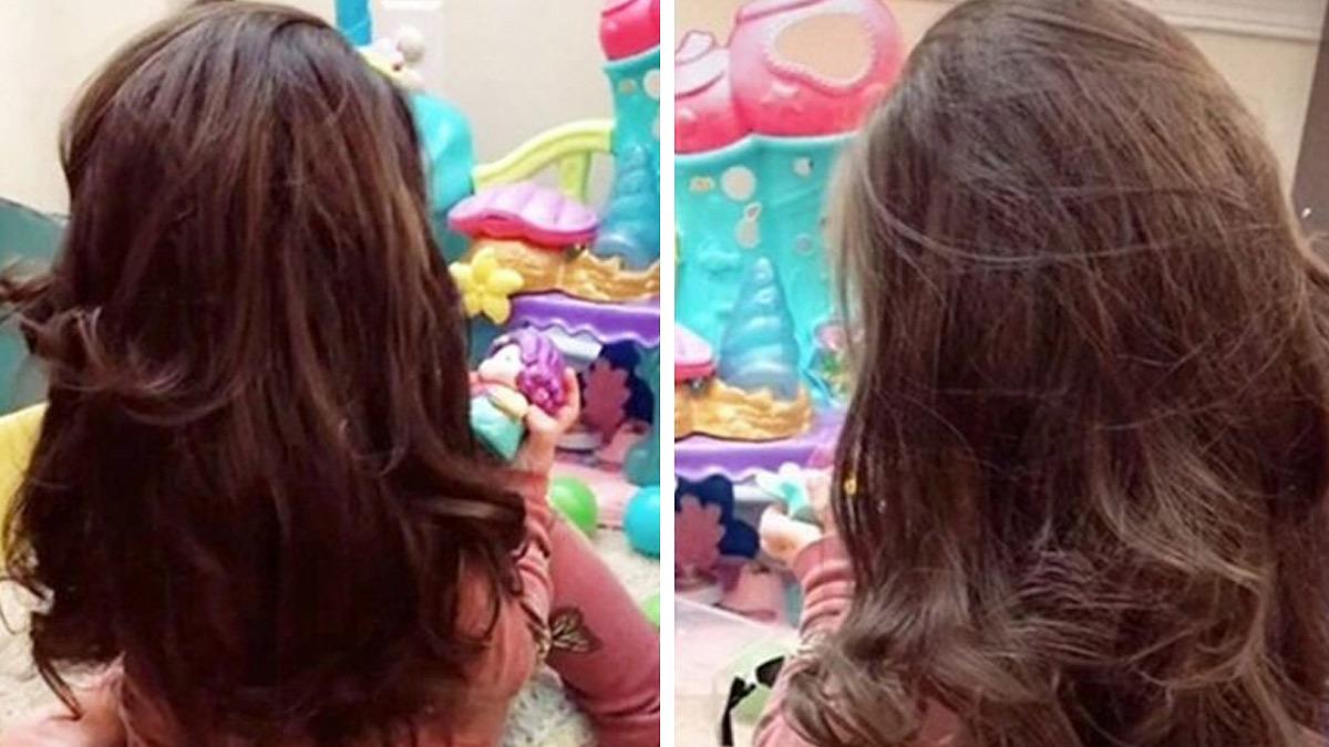 2χρονη έχει τόσο μακριά και πλούσια μαλλιά που μοιάζουν σαν... περούκα