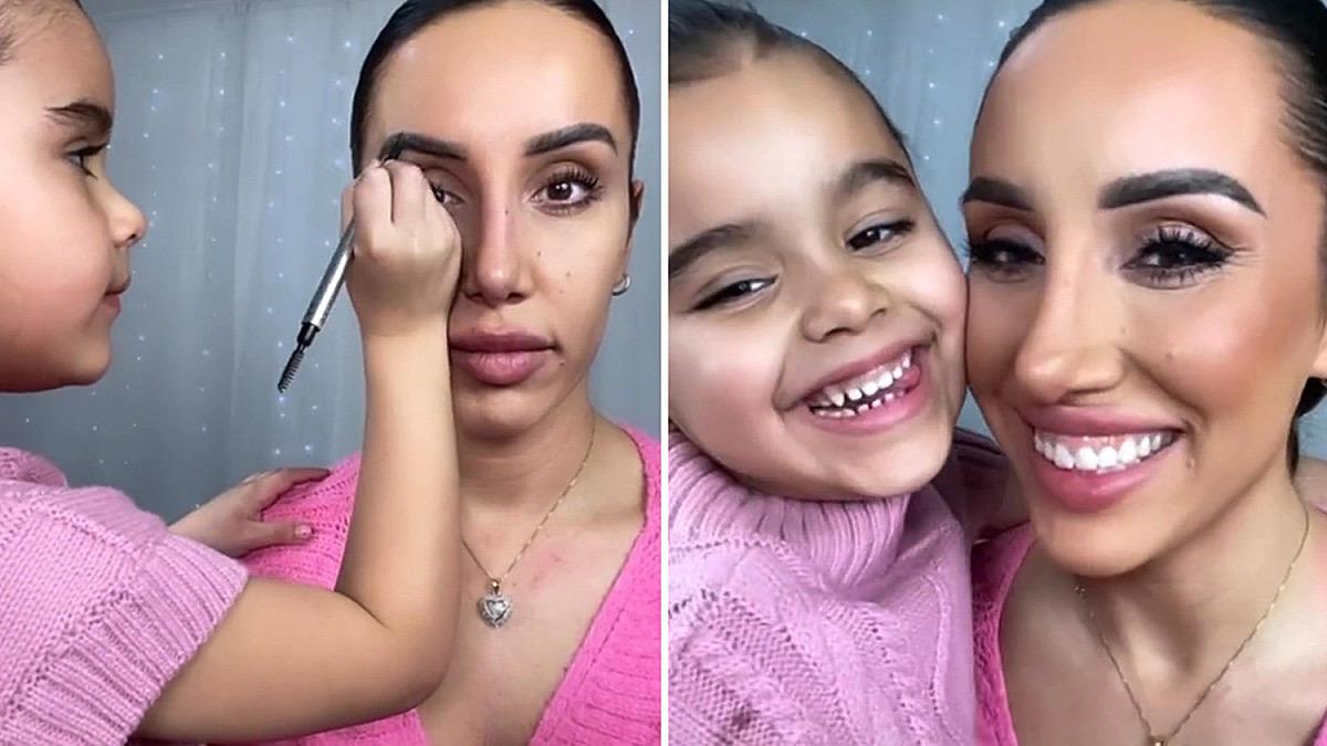 5χρονη κάνει το μακιγιάζ της μαμάς της σαν αληθινή επαγγελματίας!