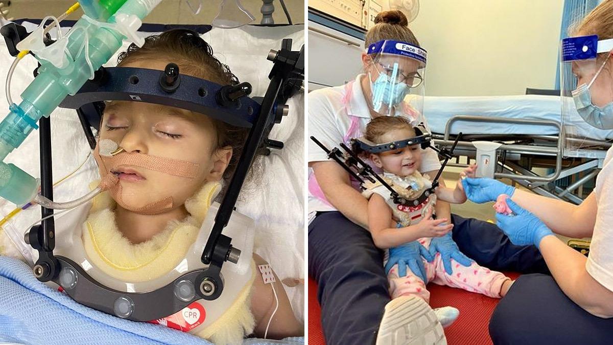 Κοριτσάκι περπατά 3 μήνες μετά το ατύχημα που διέλυσε τη σπονδυλική της στήλη