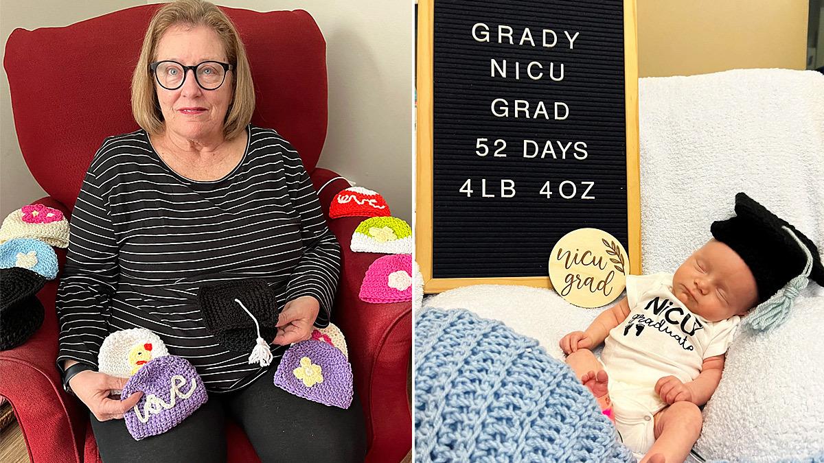 Γλυκύτατη γιαγιά πλέκει σκουφάκια για πρόωρα μωράκια!