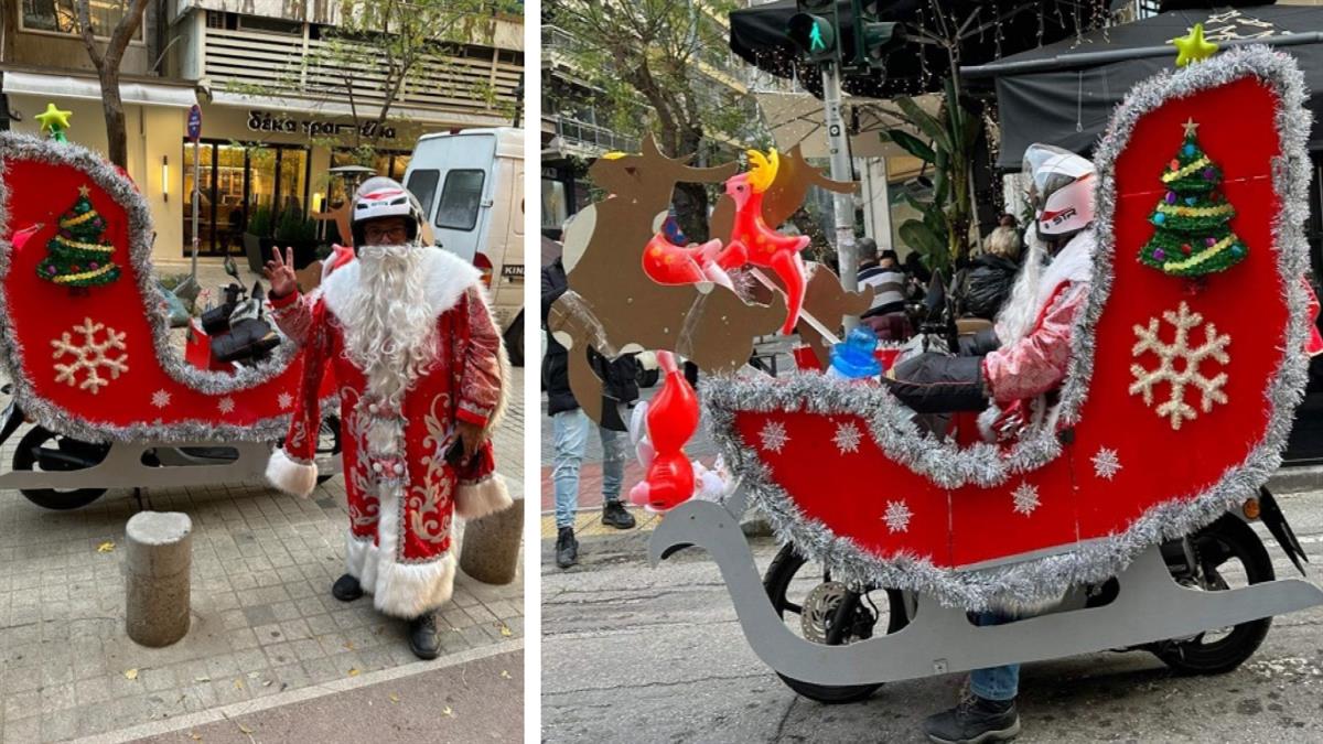 Ντελιβεράς ντύνεται Άγιος Βασίλης και παραδίδει τις παραγγελίες με έλκηθρο!