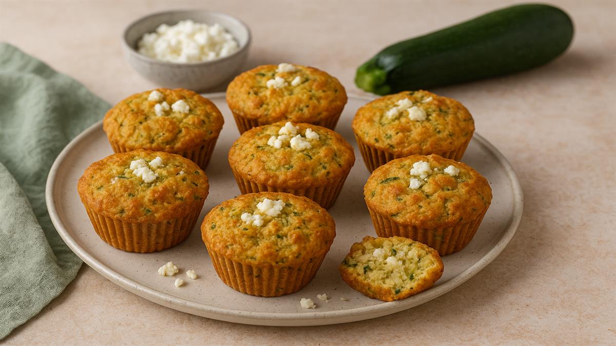 Αλμυρά muffins με φέτα και κολοκυθάκια, ιδανικά για το φθινοπωρινό σας τραπέζι!