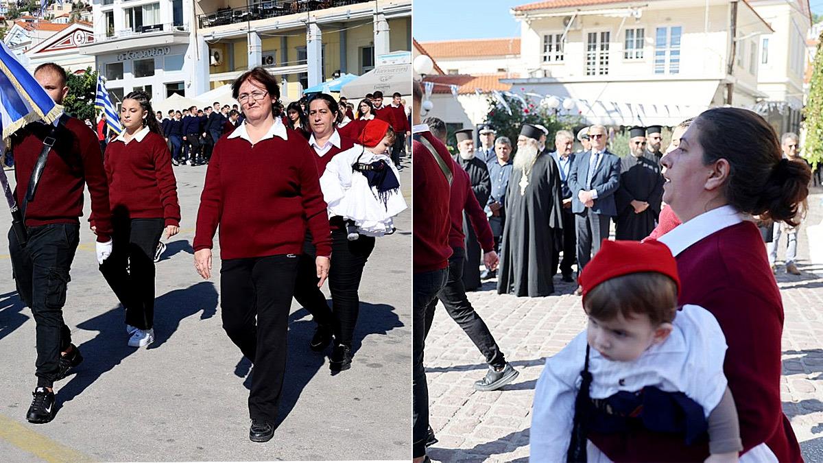 Λέσβος: μαθήτρια ΕΠΑΛ, μητέρα 3 παιδιών, παρέλασε αγκαλιά με το μωράκι της!