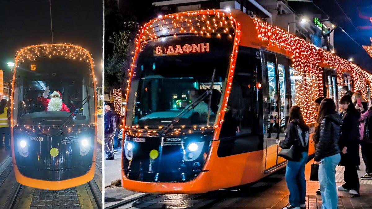 Τραμ στην Αθήνα φόρεσε τα γιορτινά του και μάγεψε τους περαστικούς!