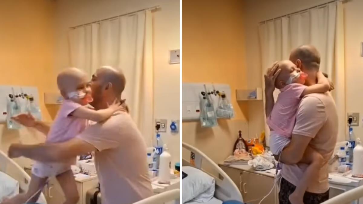 Κοριτσάκι με καρκίνο αγκαλιάζει ξανά τον μπαμπά του μετά από 22 ολόκληρες μέρες!