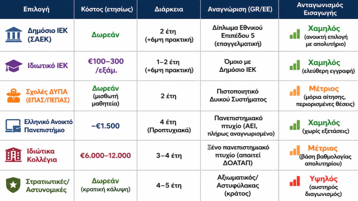 Το παιδί δεν πήγε καλά στις Πανελλήνιες; Όλες οι επιλογές σπουδών χωρίς εξετάσεις!