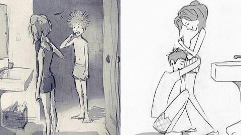 Αυτός ο καλλιτέχνης φτιάχνει ένα τρυφερό σκίτσο για κάθε μέρα που περνά με τη γυναίκα του