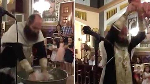 Ιερέας σχεδόν πνίγει το μωρό την ώρα της βάφτισης!