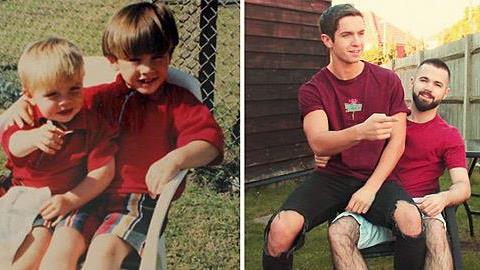 Αδέρφια αναδημιουργούν τις παιδικές τους φωτογραφίες για να τις κάνουν δώρο στη μητέρα τους