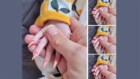 Μαμά βάζει ψεύτικα νύχια στο μωρό της αδιαφορώντας για το πόσο επικίνδυνα είναι