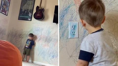 Μαμά αφήνει τον 3χρονο γιο της να ζωγραφίζει στους τοίχους του σπιτιού τους