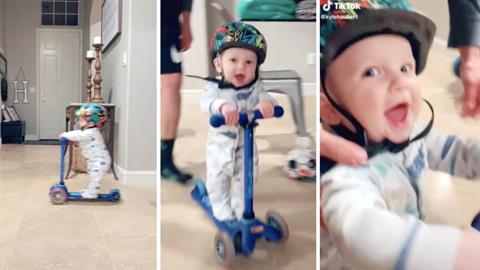 Απίστευτος μπόμπιρας έμαθε να κάνει πατίνι, πριν ακόμα μάθει να... περπατά!