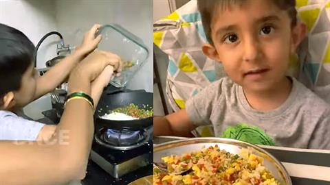 Μπόμπιρας 3 χρονών μαγειρεύει σαν... επαγγελματίας σεφ!