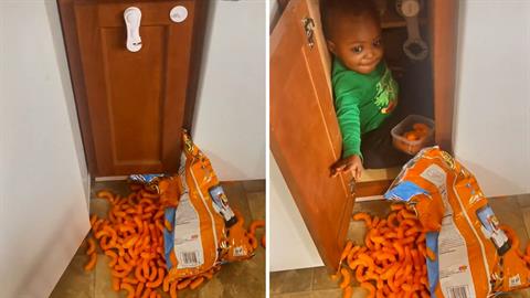 Πιτσιρίκα πιάστηκε στα πράσα να τρώει κρυφά σε ένα ξεκαρδιστικό βίντεο