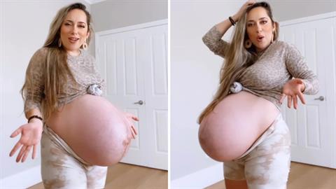 Ετοιμόγεννη που περιμένει 1 μωρό μοιάζει σαν να περιμένει τουλάχιστον... 3!