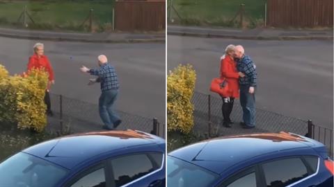 Ερωτευμένος παππούλης υποδέχεται πάντα τη γυναίκα του στο σπίτι με έναν… χορό!