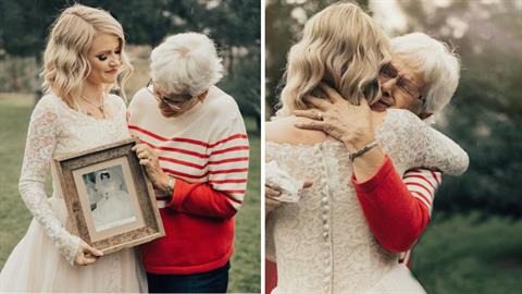 Την ομορφότερη μέρα της ζωής της φόρεσε το νυφικό της γιαγιά της!