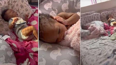 Νεογέννητη μπέμπα κλείνει τα αυτιά της για να μην ακούει τον δίδυμο αδερφό της που κλαίει