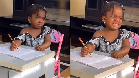Nηπιάκι κλαίει με μαύρο δάκρυ επειδή... έχει διάβασμα για το σχολείο!