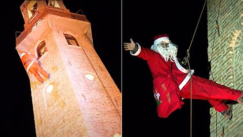 Ο Αϊ Βασίλης πήγε στα Γρεβενά και κατέβηκε από τον πύργο του Ρολογιού