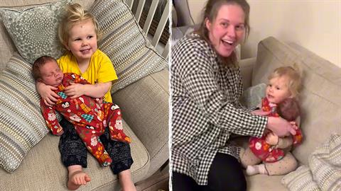 2χρονη συναντά για 1η φορά τον νεογέννητο αδερφούλη της και τον... ερωτεύεται!