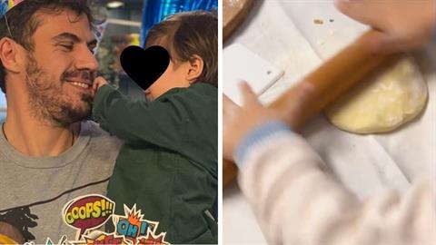 Ο 3χρονος γιος του Α. Πετρετζίκη ακολουθεί τα βήματα του μπαμπά και... ανοίγει φύλλο για πίτα!