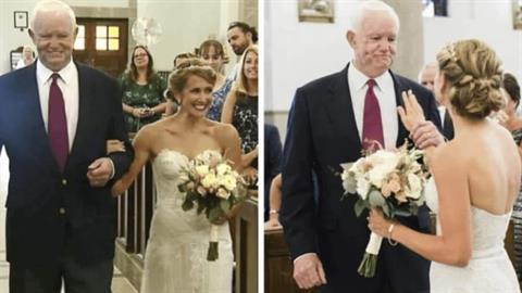 Νύφη συνοδεύεται στην εκκλησία από τον λήπτη της καρδιάς του μπαμπά της 