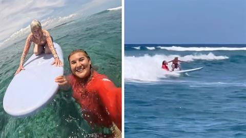 Εγγονή μαθαίνει στην 80χρονη γιαγιά της σερφ για να περνούν χρόνο μαζί! 