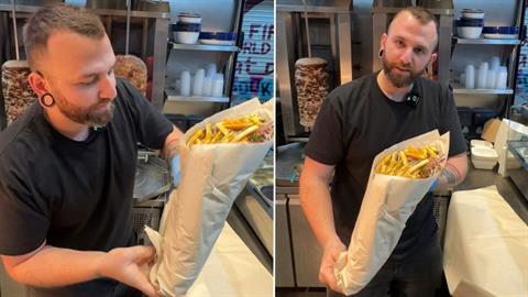 Αν φας αυτό το τυλιχτό με 4 κιλά γύρο σε 15 λεπτά, δεν πληρώνεις τίποτα! 