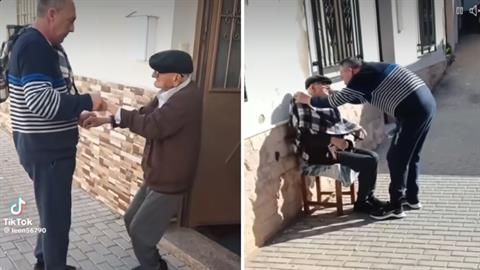 Στοργικός γιος βγάζει τον ηλικιωμένο μπαμπά του έξω να λιαστεί!