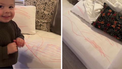 Μπόμπιρας ζωγράφισε τους λευκούς καναπέδες του σπιτιού του με κόκκινο μαρκαδόρο!