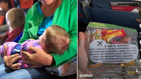 Μαμά δίνει δώρα στους συνεπιβάτες της ζητώντας... κατανόηση αν κλάψει το μωρό της!