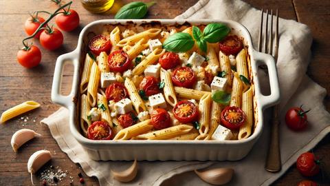 Ζυμαρικά με φέτα στο φούρνο, έτοιμα σε 35 λεπτά! 