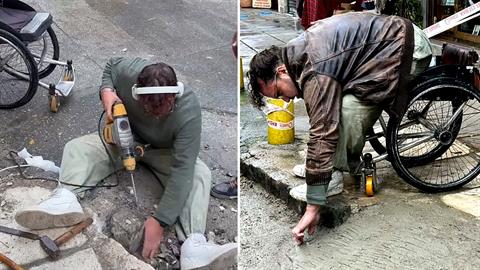 Ο Κωνσταντίνος με κινητική αναπηρία έφτιαξε μόνος του ράμπα σε πεζοδρόμιο!