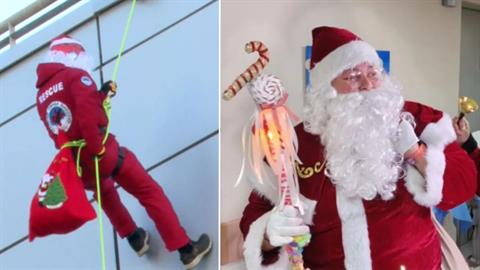 Παιδιατρική Κλινική Βόλου: ο Άγιος Βασίλης ήρθε... εξ ουρανού και μοίρασε δώρα στα παιδιά