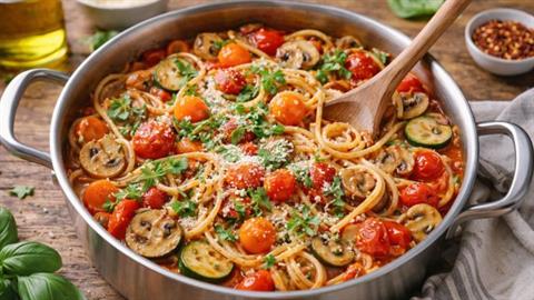 One pot μακαρονάδα με λαχανικά: για πλούσια γεύση και… λιγότερο πλύσιμο